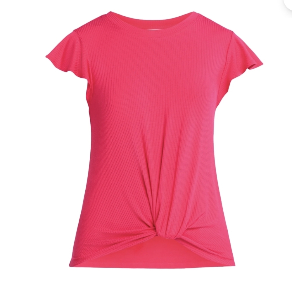 Hot Pink Ruffle Sleeve Women's Top - Picture 4 of 5